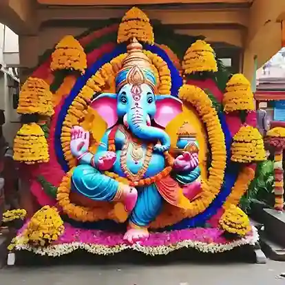 Colorful Ganesh Chaturthi decoration with flowers | Vibrant Floral Ganesh Chaturthi Decor | Festival Decoration | Decorations Guru